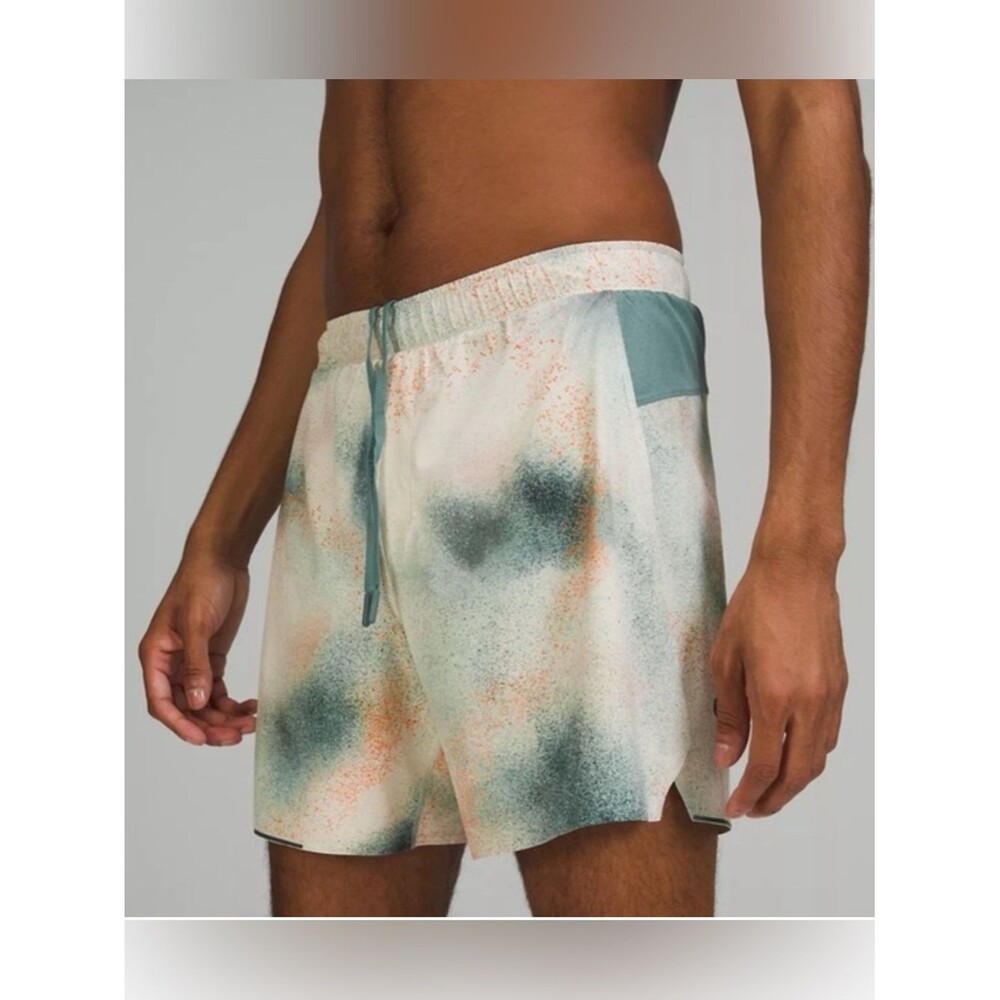 Lululemon Surge Lined Shorts 6" In Spray Camo Silver Green Lined S